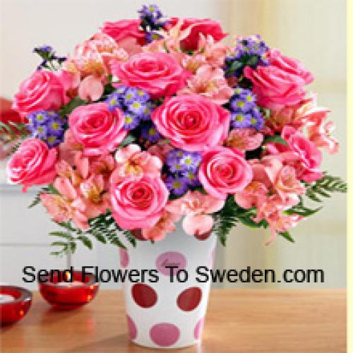 Roses, Orchids and Assorted Flowers in Vase